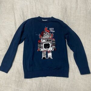 H & M boys sequin robot sweater size 6-8